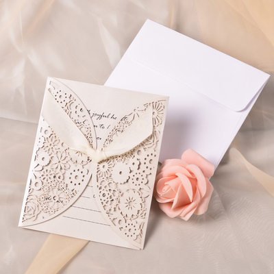 Classic style wrap & pocket invitation cards with ribbon